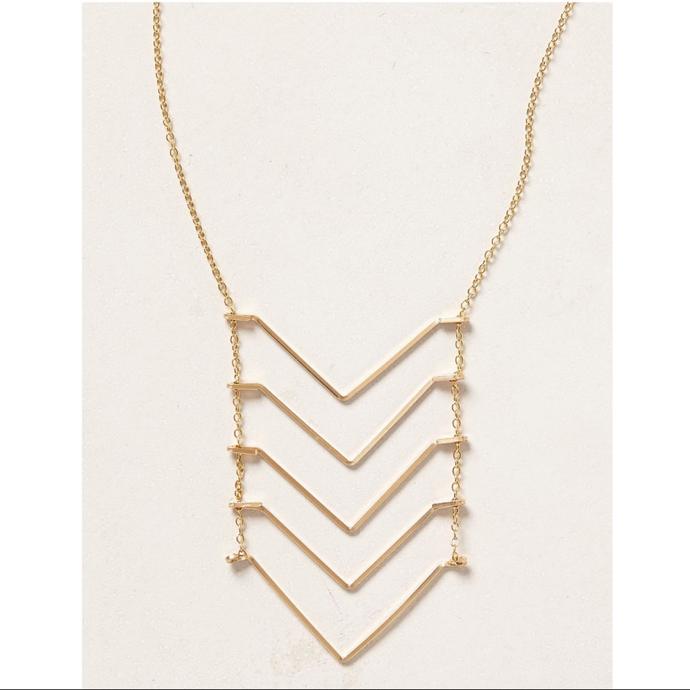 Anthropologie 24k Gold Chevron Ladder Necklace